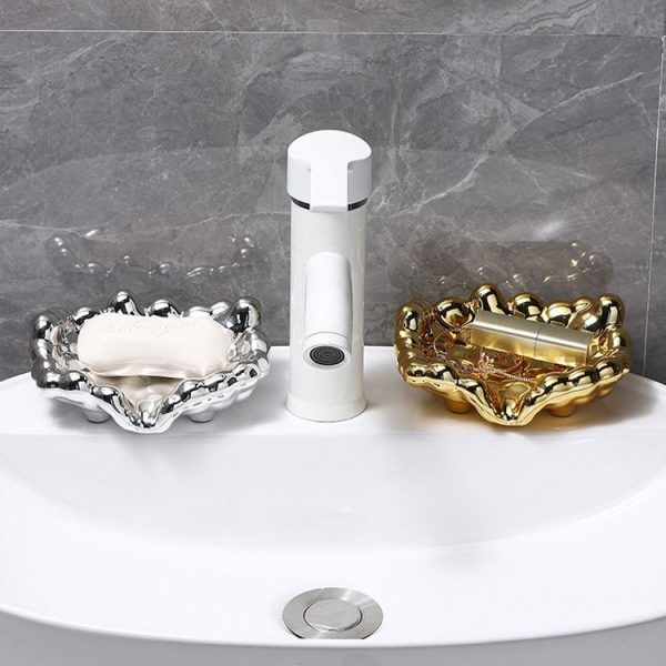Electroplating Soap Box Fragrance Toilet Free Punch Drain Soap Holder (Golden) - Image 6