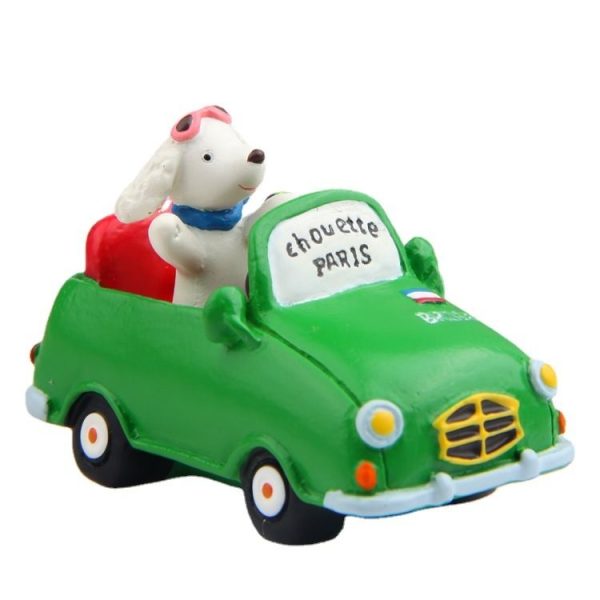 Cartoon Resin Green Car Puppies Micro-landscape Landscaping Props Desktop Decoration - Image 2