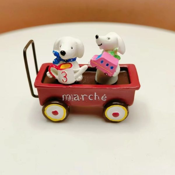 Cartoon Resin Puppies Sitting Cart Micro-landscape Landscaping Props Desktop Decoration - Image 2