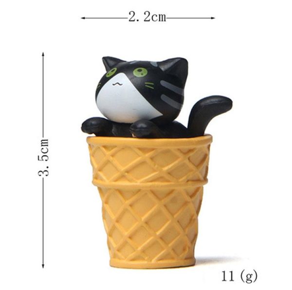Gourmet Series Ice Cream Cat Ornament Doll Micro Landscape Gardening Decoration (Black Open Mouth Cat) - Image 3