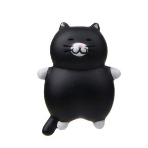 Fat Cat 3D Refrigerator Magnet Magnetic Sticker Phone Case DIY Accessories (Black)
