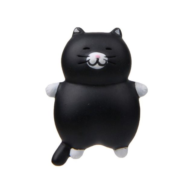 Fat Cat 3D Refrigerator Magnet Magnetic Sticker Phone Case DIY Accessories (Black)