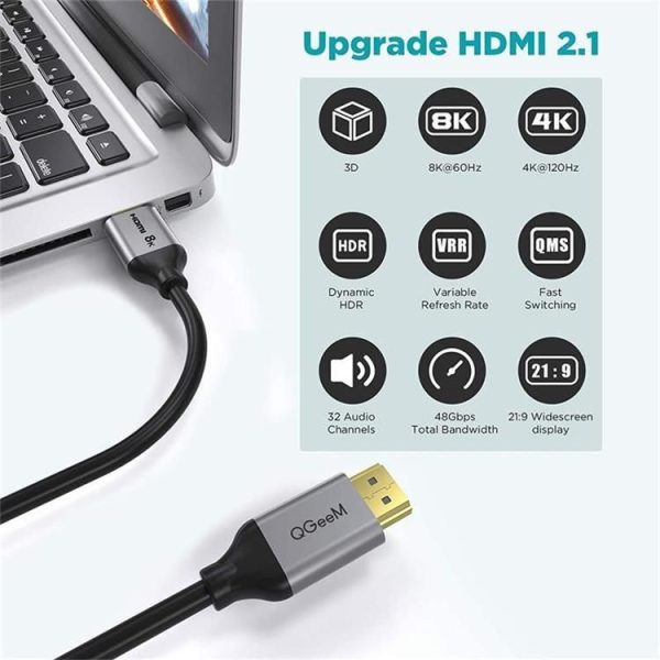 QGeeM QG-AV17 HDMI To HDMI Connection Cable Support 8K&60Hz 1m Length - Image 4