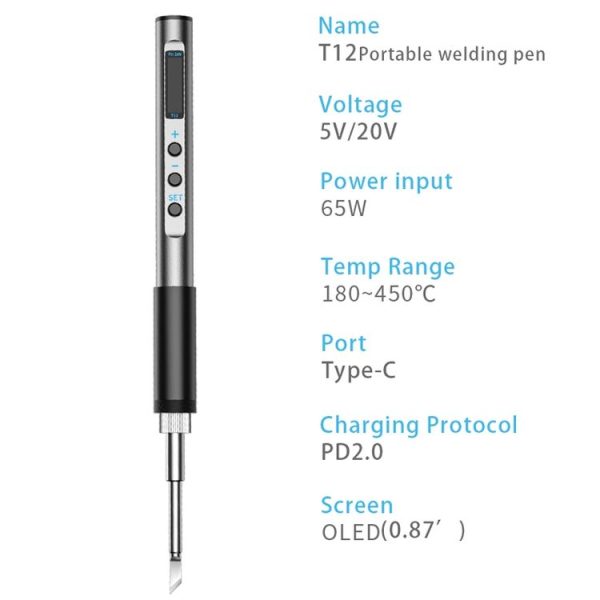 T12-K PTS100 Intelligent Portable Digital Display Small Constant Temperature Repair Soldering Iron PD65W Powered Mini Soldering Station - Image 2