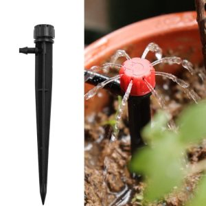 FH-118 13cm Adjustable 8 Holes Ground Plug Dripper Garden Irrigation System Watering Nozzle (Black Hat)