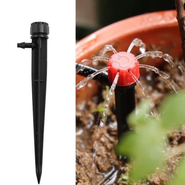 FH-118 13cm Adjustable 8 Holes Ground Plug Dripper Garden Irrigation System Watering Nozzle (Black Hat)