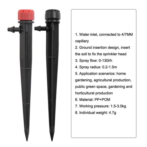 FH-118 13cm Adjustable 8 Holes Ground Plug Dripper Garden Irrigation System Watering Nozzle (Black Hat) - Image 8