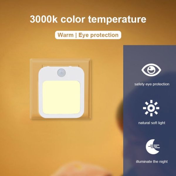 NL2022 Night Light With Motion Sensor AC Plug In Dimmable Cabinet Light, EU Plug - Image 6