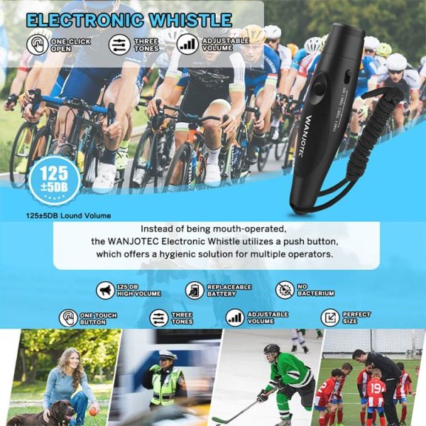 WANJOTEC EW001 Large Volume Outdoor Training Referee Coach Electronic Whistle, Color: Black - Image 2
