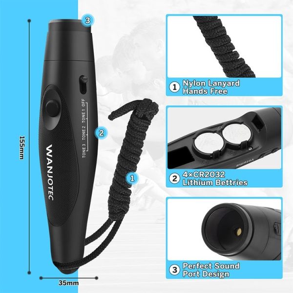 WANJOTEC EW001 Large Volume Outdoor Training Referee Coach Electronic Whistle, Color: Black - Image 3