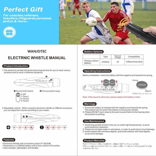 WANJOTEC EW001 Large Volume Outdoor Training Referee Coach Electronic Whistle, Color: Black - Image 9