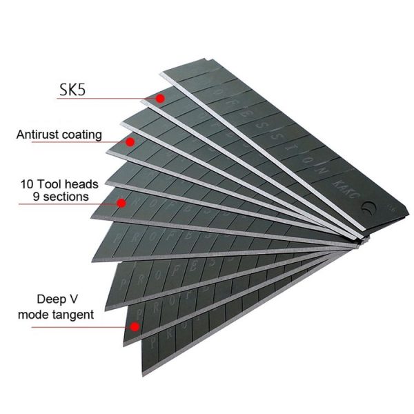 KAKC-18 Black Blade Cutter Blade 18mm Wall Cutter Blade, Specification: 10pcs / Box - Image 5