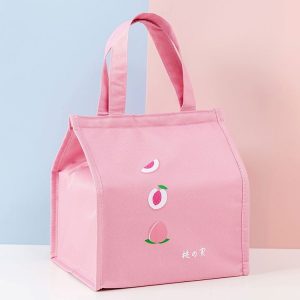 Square Fruit Large Capacity Picnic Insulation Bag Waterproof Bento Bag (Pink)