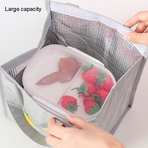 Square Fruit Large Capacity Picnic Insulation Bag Waterproof Bento Bag (Pink) - Image 6