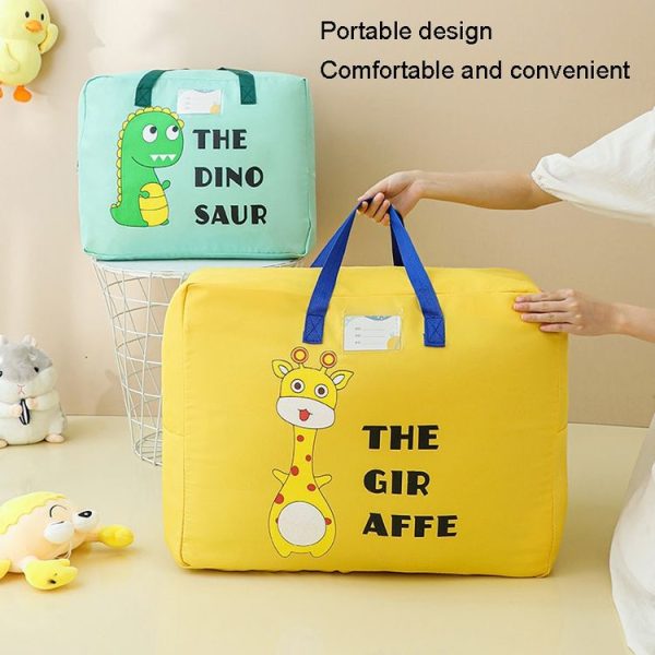 Small 36.5x46.5x18cm Children Quilt Storage Bag Student Clothes Quilt Portable Luggage Woven Bag (Green Dinosaur) - Image 11