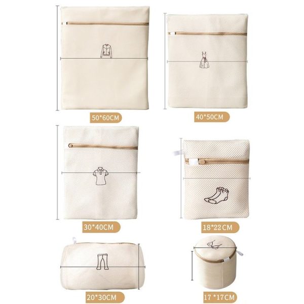 4pcs / set Home Net Pocket Underwear Washing Bag Thickened Polyester Laundering Set (Beige) - Image 2