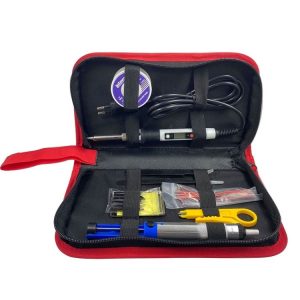 Household Electric Soldering Iron Welding Repair Tool Storage Leather Bag (Black)