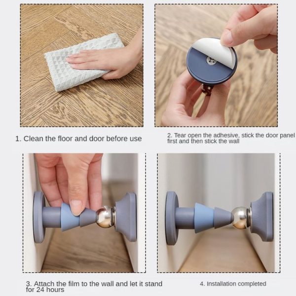 Magnetic Door Stopper Silent Without Punching Anti-collision Silicone Resistance Door Opener (Purple) - Image 8