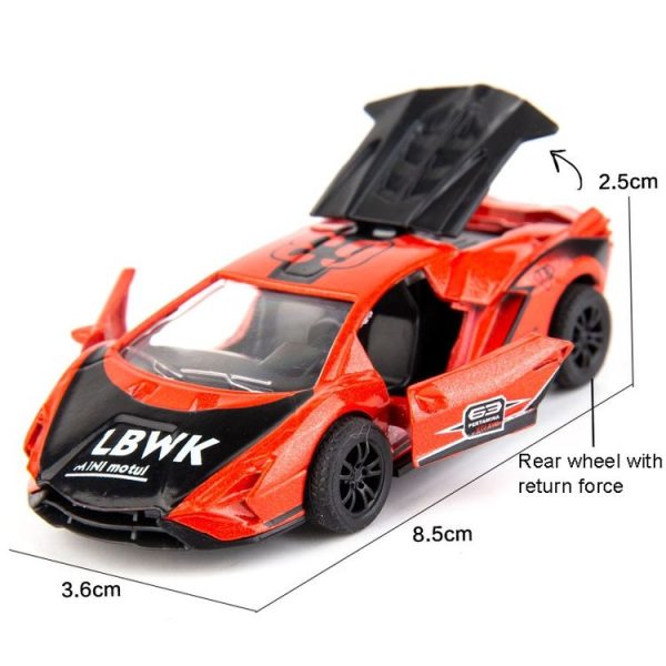 320-1 4pcs / set 1: 60 Alloy Car Toy 3 Open Doors Back Force Sports Car Model - Image 3