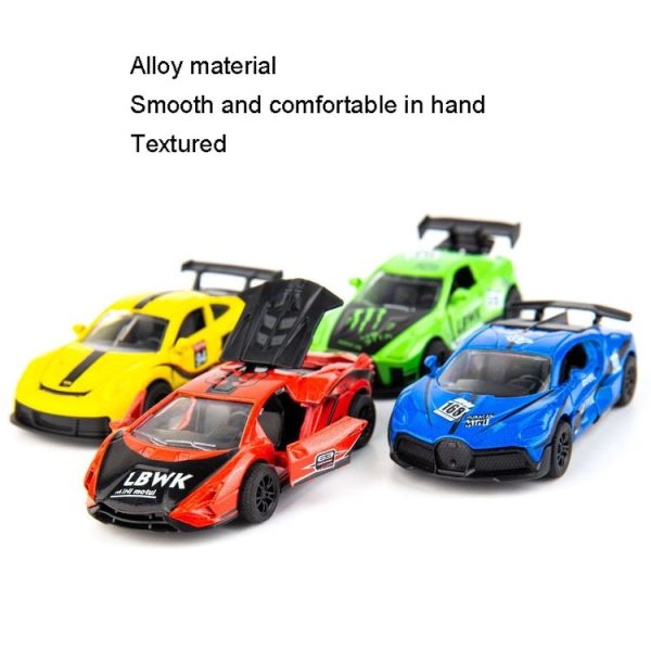 320-1 4pcs / set 1: 60 Alloy Car Toy 3 Open Doors Back Force Sports Car Model - Image 4