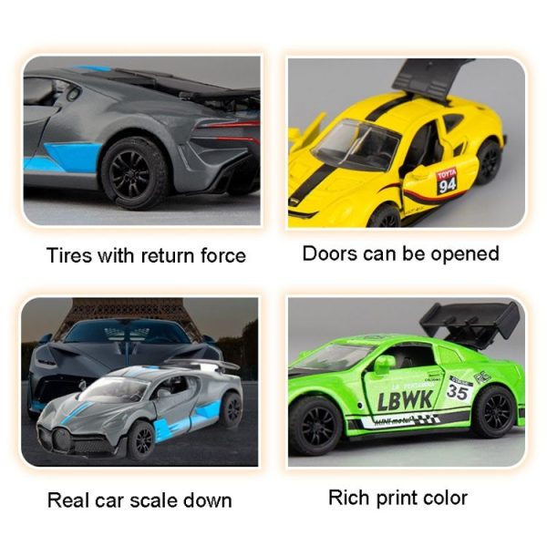 320-1 4pcs / set 1: 60 Alloy Car Toy 3 Open Doors Back Force Sports Car Model - Image 5