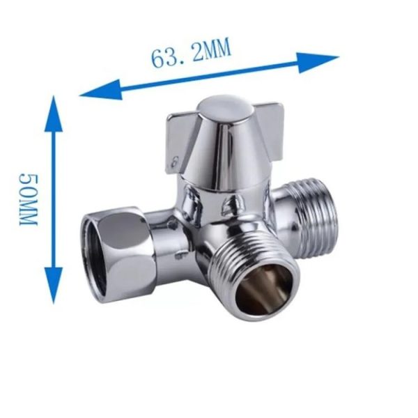 Double Handle Brass 3 Way Shower Arm Diverter Valve Hand Held Showerhead Shower Splitter - Image 2