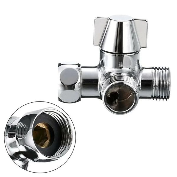 Double Handle Brass 3 Way Shower Arm Diverter Valve Hand Held Showerhead Shower Splitter - Image 4