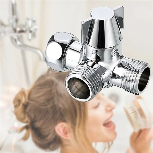 Double Handle Brass 3 Way Shower Arm Diverter Valve Hand Held Showerhead Shower Splitter - Image 7