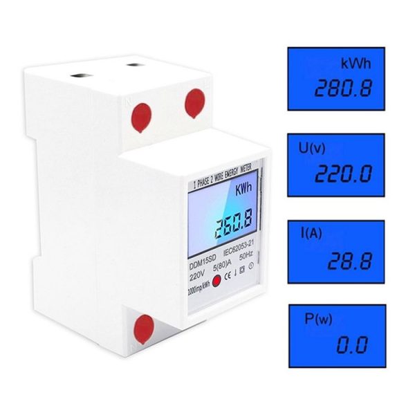 DDM15SD 5 (80) A Single-phase Multi-function Rail Meter with Backlight LCD Display