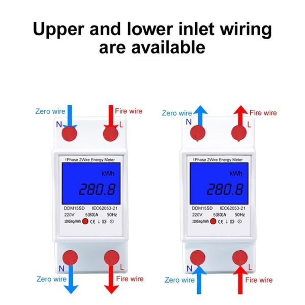 DDM15SD 5 (80) A Single-phase Multi-function Rail Meter with Backlight LCD Display - Image 7