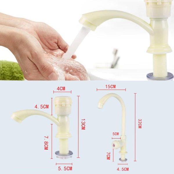 Plastic Kitchen Single Cold Sink Faucet Vertical Faucet, Specification: Hand Wheel - Image 8
