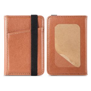 Multifunctional PU Leather Phone Back Sticker Card Bag With Bracket Function (Brown)