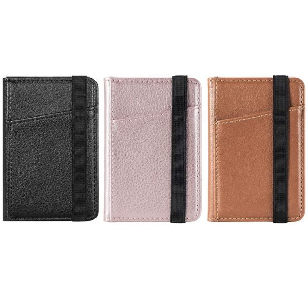 Multifunctional PU Leather Phone Back Sticker Card Bag With Bracket Function (Brown) - Image 2