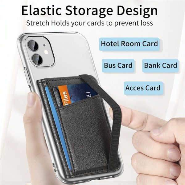 Multifunctional PU Leather Phone Back Sticker Card Bag With Bracket Function (Brown) - Image 4
