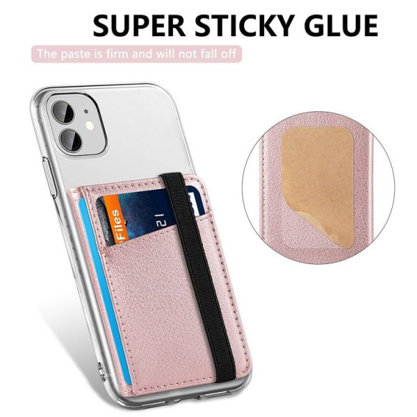 Multifunctional PU Leather Phone Back Sticker Card Bag With Bracket Function (Brown) - Image 5