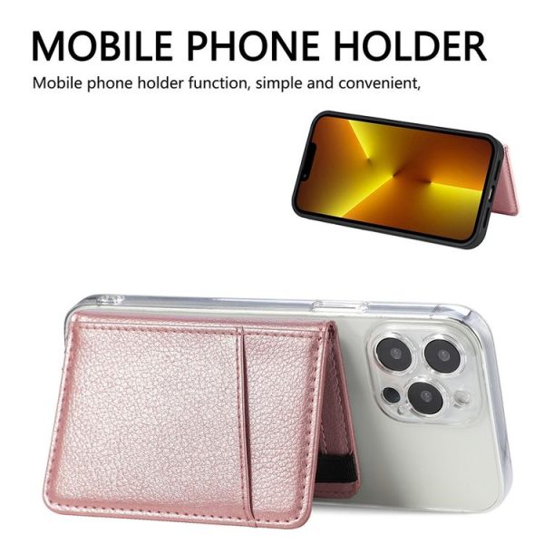 Multifunctional PU Leather Phone Back Sticker Card Bag With Bracket Function (Brown) - Image 7