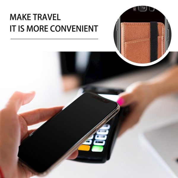 Multifunctional PU Leather Phone Back Sticker Card Bag With Bracket Function (Brown) - Image 8