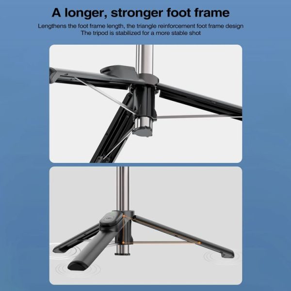 Magnetic Selfie Stick Tripod Handheld Stabilizer Rod With Remote Controller (Black) - Image 10
