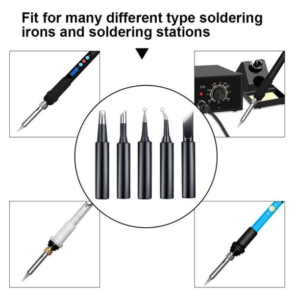 5-in-1 Universal 936 Soldering Station Solder Iron Welding Tip Head Set Black - Image 4