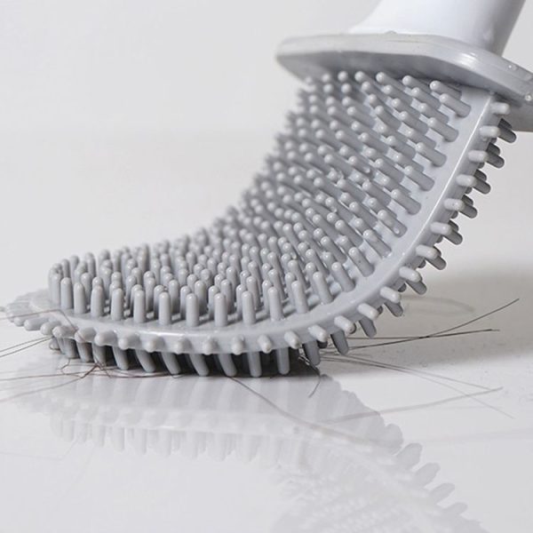 Soft Rubber Toilet Brush Clamp No Dead Space Cleaning Brush, Size: Drain (Moon White) - Image 10