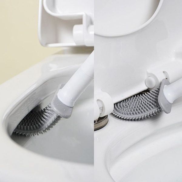 Soft Rubber Toilet Brush Clamp No Dead Space Cleaning Brush, Size: Drain (Moon White) - Image 11