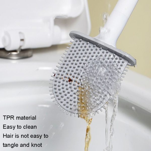 Soft Rubber Toilet Brush Clamp No Dead Space Cleaning Brush, Size: Drain (Moon White) - Image 6