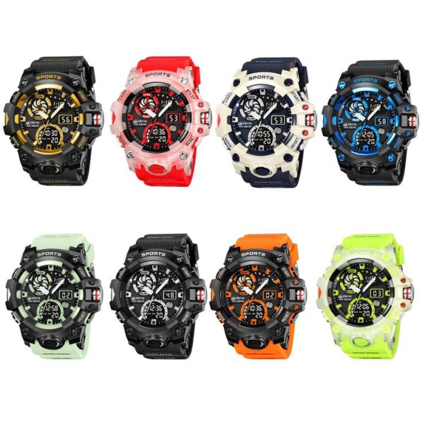 STRYVE S8027 Sports Multifunctional Luminous Dual Display Chronograph Student Watch (Black Blue) - Image 2