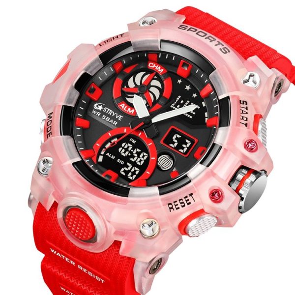 STRYVE S8027 Sports Multifunctional Luminous Dual Display Chronograph Student Watch (Black Blue) - Image 3