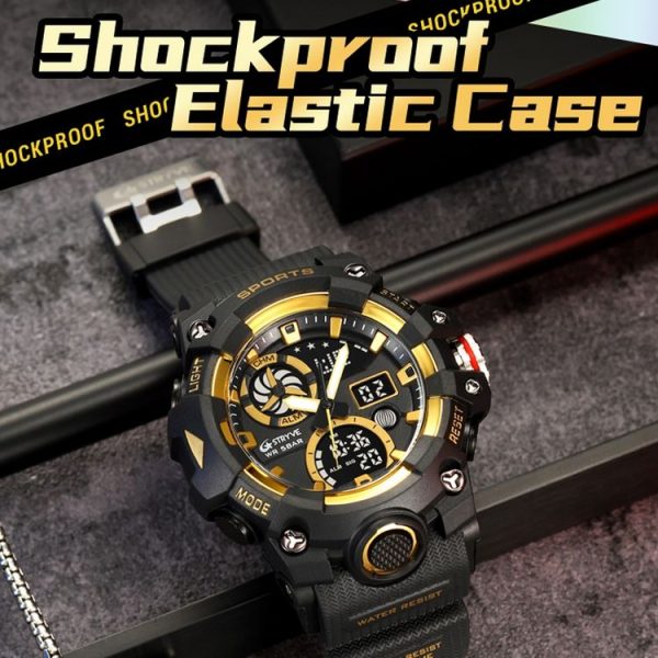 STRYVE S8027 Sports Multifunctional Luminous Dual Display Chronograph Student Watch (Black Blue) - Image 8
