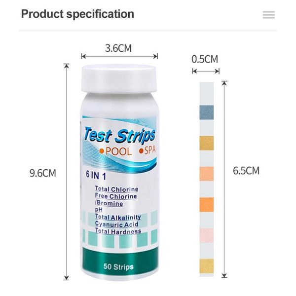 50pcs PH075 6 In 1 Residual Chlorine PH Water Quality Detector PH Test Paper - Image 3