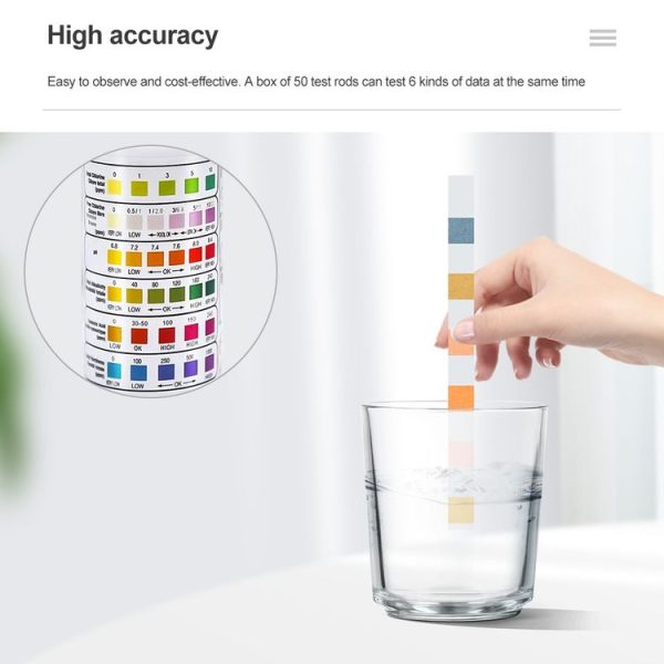 50pcs PH075 6 In 1 Residual Chlorine PH Water Quality Detector PH Test Paper - Image 6