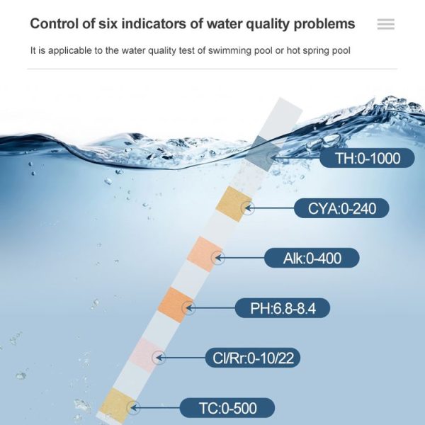 50pcs PH075 6 In 1 Residual Chlorine PH Water Quality Detector PH Test Paper - Image 7