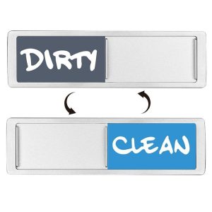 Dishwasher Magnet Clean Dirty Sign Double-Sided Refrigerator Magnet (Silver-Blue Gray)