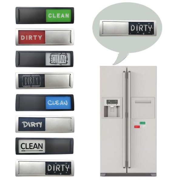 Dishwasher Magnet Clean Dirty Sign Double-Sided Refrigerator Magnet (Silver-Blue Gray) - Image 2